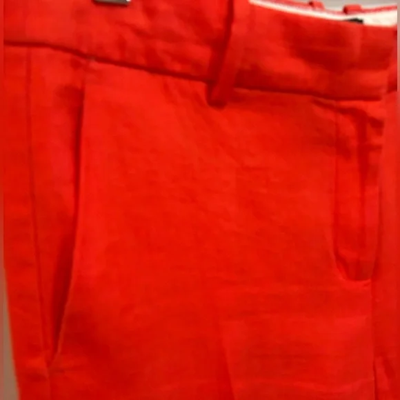 J.Crew 100% Linen Wide Leg Cropped Trousers in Poppy Red. Size 4. - Picture 3 of 6